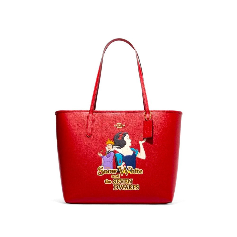 Disney X Coach Snow White The Seven Dwarfs Red Leather Tote Limited Edition NWT